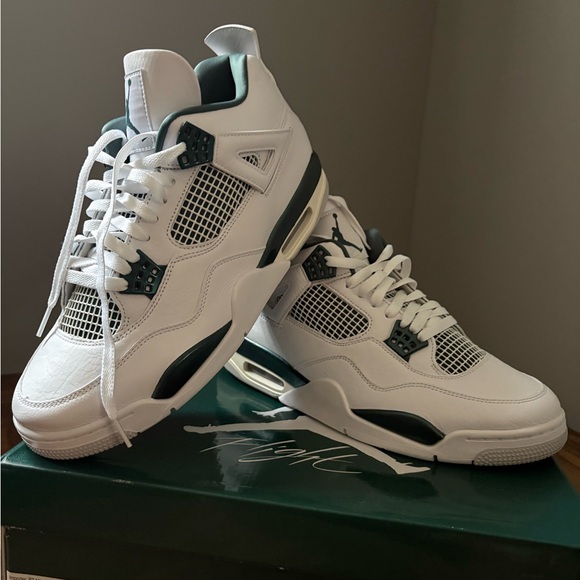 Jordan Retro 4; White and Oxidized Green Sneakers - Picture 1 of 7